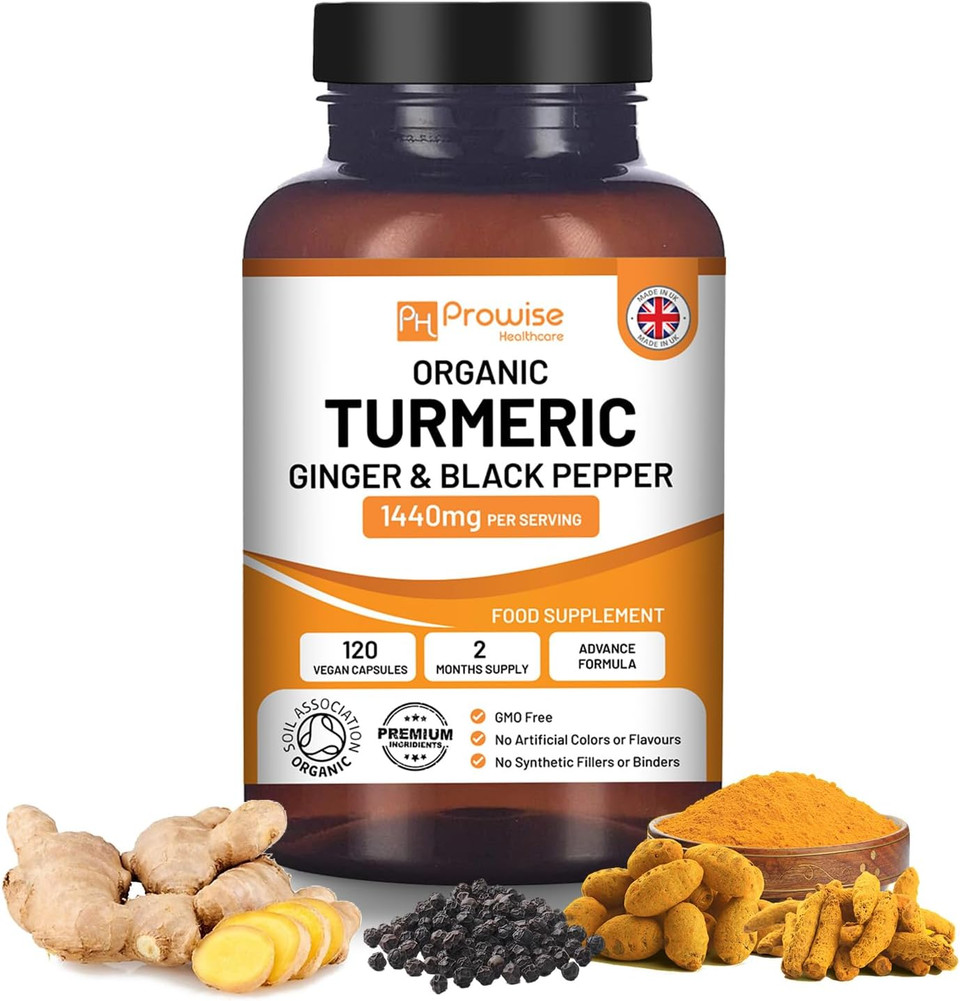 Turmeric Curcumin 1440Mg With Black Pepper & Ginger I 120 Vegan Turmeric Capsules High Strength (2 Month Supply) I Made In The Uk By Prowise Healthcare