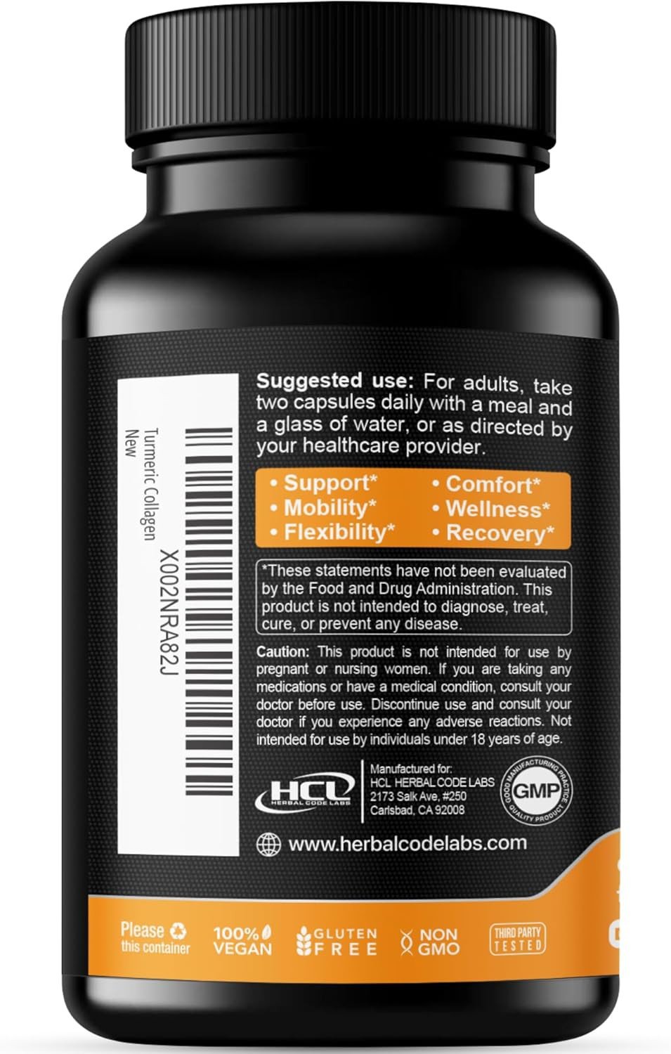 Turmeric Curcumin 95% Extract & Collagen Capsules - Nem Promotes Knee Comfort & Flexibility - Eggshell Membrane W Naturally Occurring Glucosamine Chondroitin Hyaluronic Acid- Made In Usa
