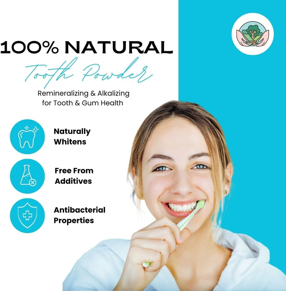 Untamed Organics All Natural Tooth Powder. Fluoride Free Teeth Whitening Toothpaste Powder Remineralizing Tooth & Gum Cleaning 400+ Brushings 2 Oz. Glass Jar (Unflavored)