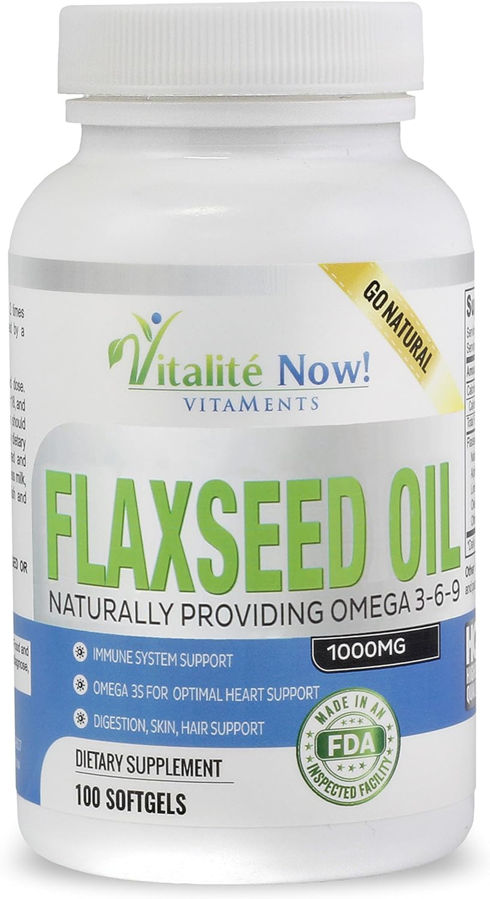 Upsize Best Organic Flaxseed Oil Softgels - 1000Mg Premium, Virgin Cold Pressed From Flax Seeds - Hair Skin & Nails Support - Omega 3-6-9 Supplement - 240 Count - More Than 8 Month Supply!