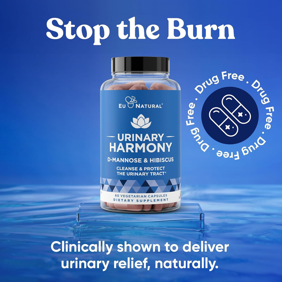 Urinary Harmony D-Mannose Supplement  Urinary Tract Health For Women  Cleanses And Flushes The Urinary System  Potent Clinical Strength Formula With Dmannose And Hibiscus  180 Fast Acting Capsules