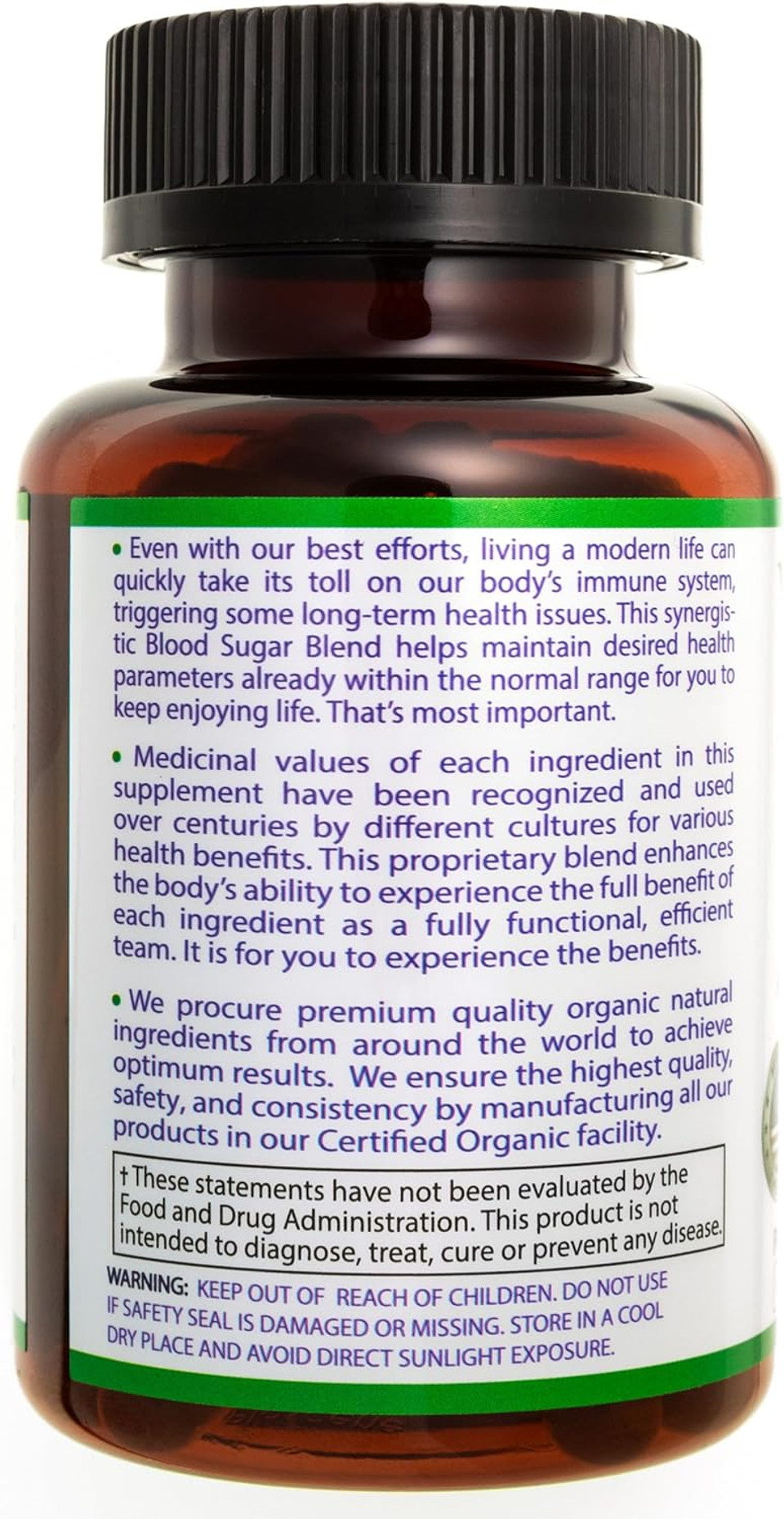 Usda Organic Blood Sugar Blend | Supports Healthy Metabolism* | With Bitter Melon, Moringa, Papaya, Turmeric Extracts | 60-Day Supply | Vegan & Non-Gmo | Usa-Made