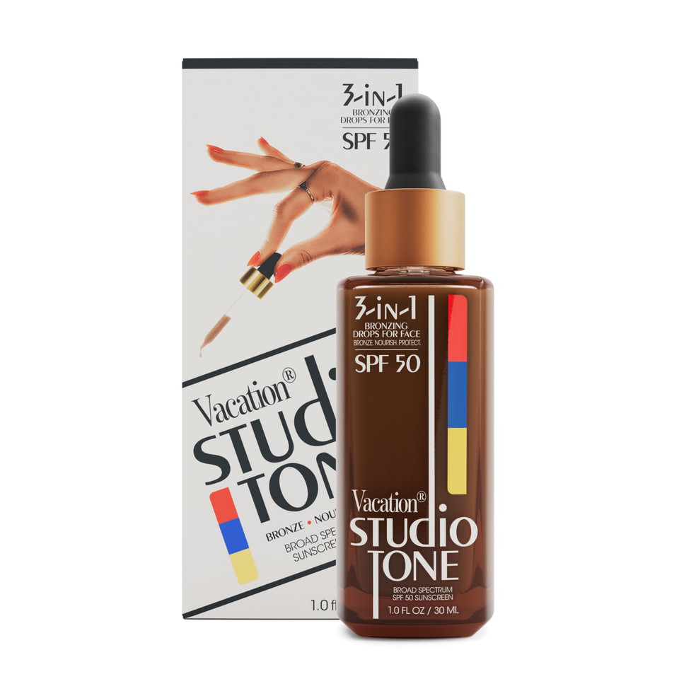 Vacation Studio Tone Spf 50 Sunscreen Bronzing Drops For Face, Sunkissed Skin Bronzer, Makeup-Friendly Tan Drops, Non-Comedogenic, Broad Spectrum Sun Block, Vegan & Cruelty-Free, 1 Fl. Oz