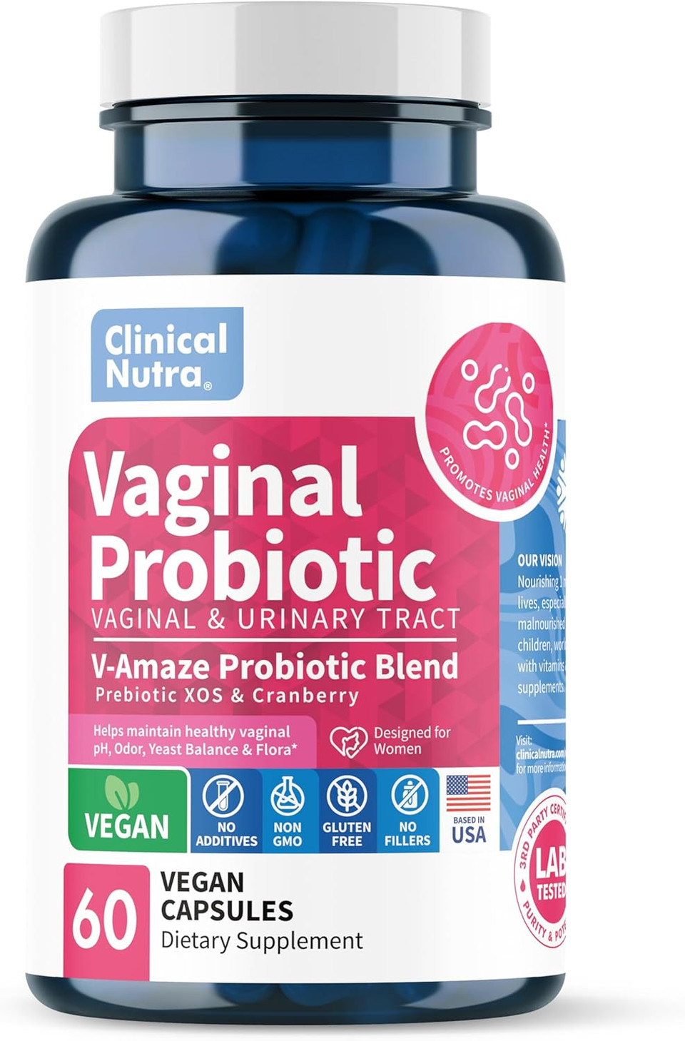 Vaginal Probiotics For Women Ph Balance, Vaginal Odor Control With Prebiotics & Lactobacillus Blend - Womens Health Supplement Healthy Vaginal Flora Support 60 Capsules