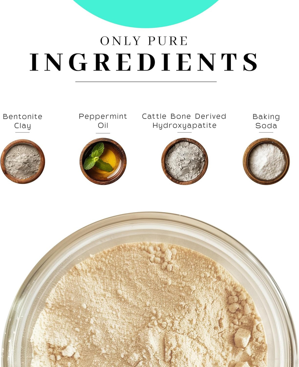 VanmanS - Tiny Mint And Bone Tooth Powder Toothpaste - Flouride-Free Whitening Tooth Powder With Cattle Bone Derived Hydroxyapatite, Bentonite Clay, Peppermint Oil - Remineralizing - 0.25 Oz