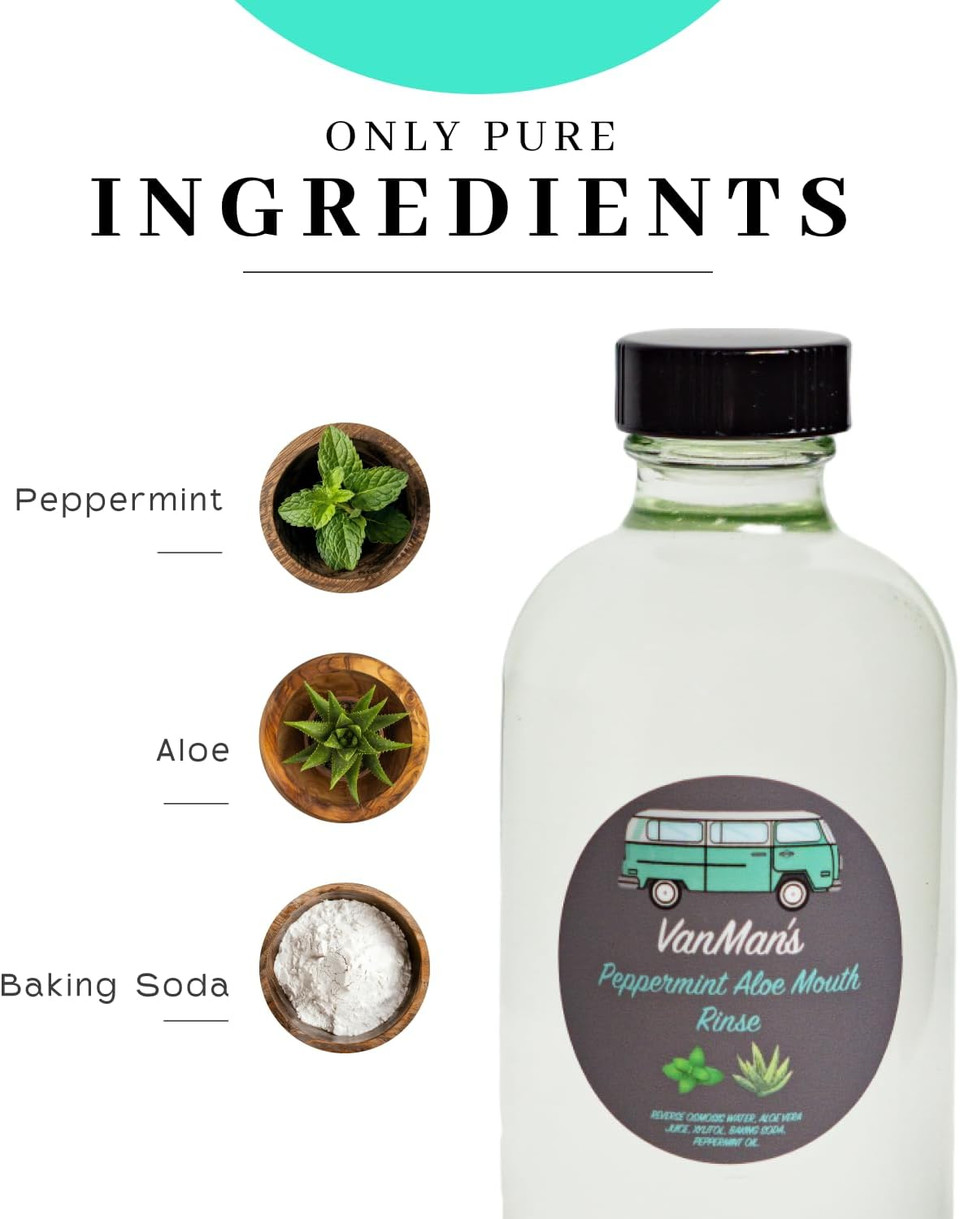 Vanman'S - Oral Mouth Care Kit With Two Oral Rinse Mouthwash (8 Ounce) - Aloe, Fresh Mint Remineralizing Mouthwash For Gum Health, Bad Breath And Dry Mouth