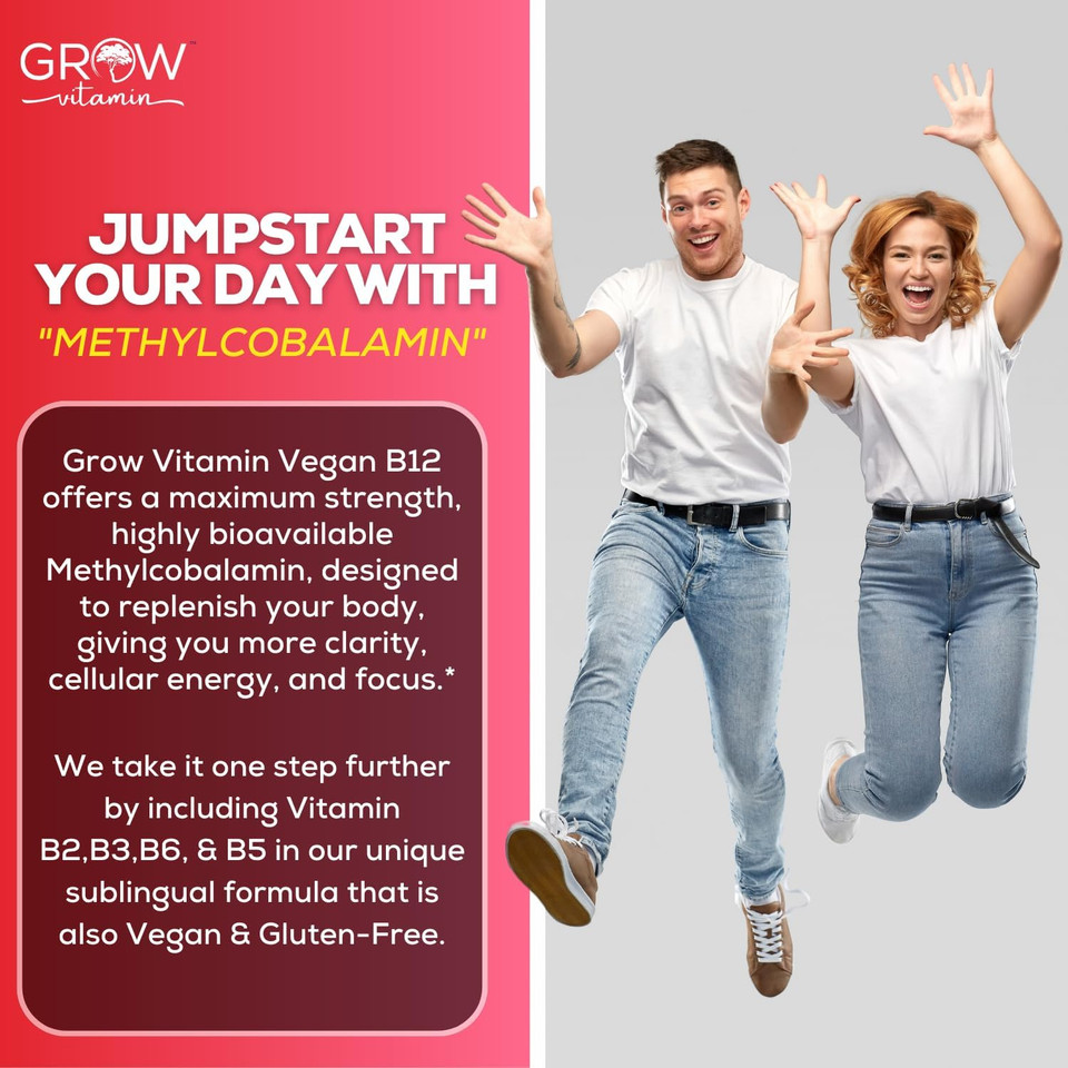 Vegan B12 Complex Liquid Sublingual Drops - Premium Methylcobalamin Supplement For Stronger Hair Skin & Nails Vitamin B12 B6 B5 B3 & B2 Natural Energy Boost, Immune System & Mental Focus Support