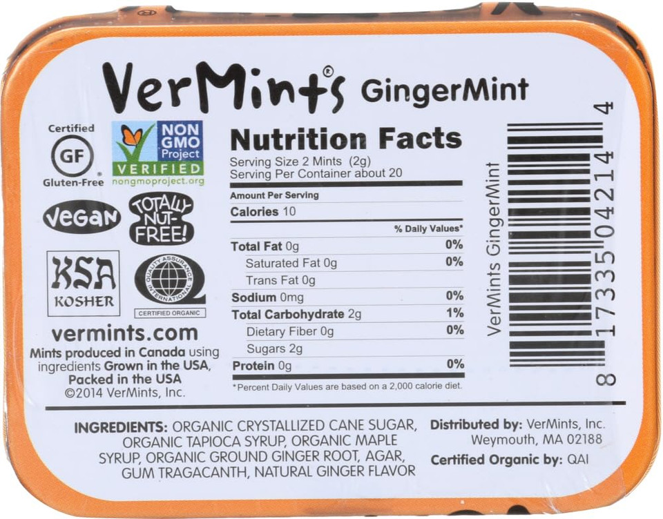 Vermints All Natural Breath Mints Gingermint - 1.41 Oz