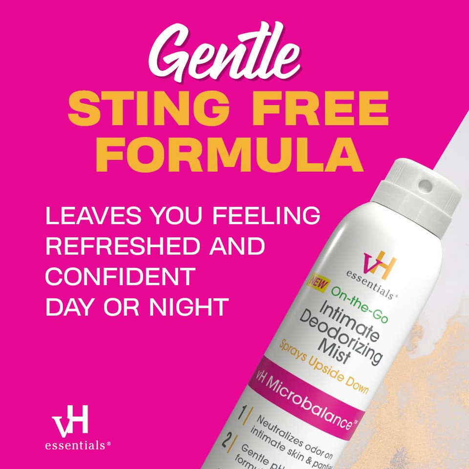 Vh Essentials Feminine Spray, Intimate Deodorizing Mist, Gentle Odor Eliminating Ph Balanced Formula, Sting Free, Alcohol Free, Continuous Spray, 3 Floz