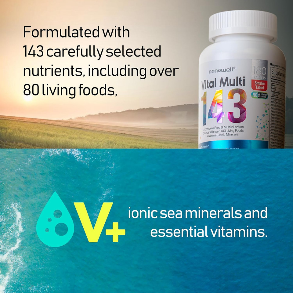Vital Multi 143 - Multivitamin & Multimineral Supplement With 20 Vitamins And 72 Minerals,143 Ingredients Total - 120 Tablets, 30 Day Supply