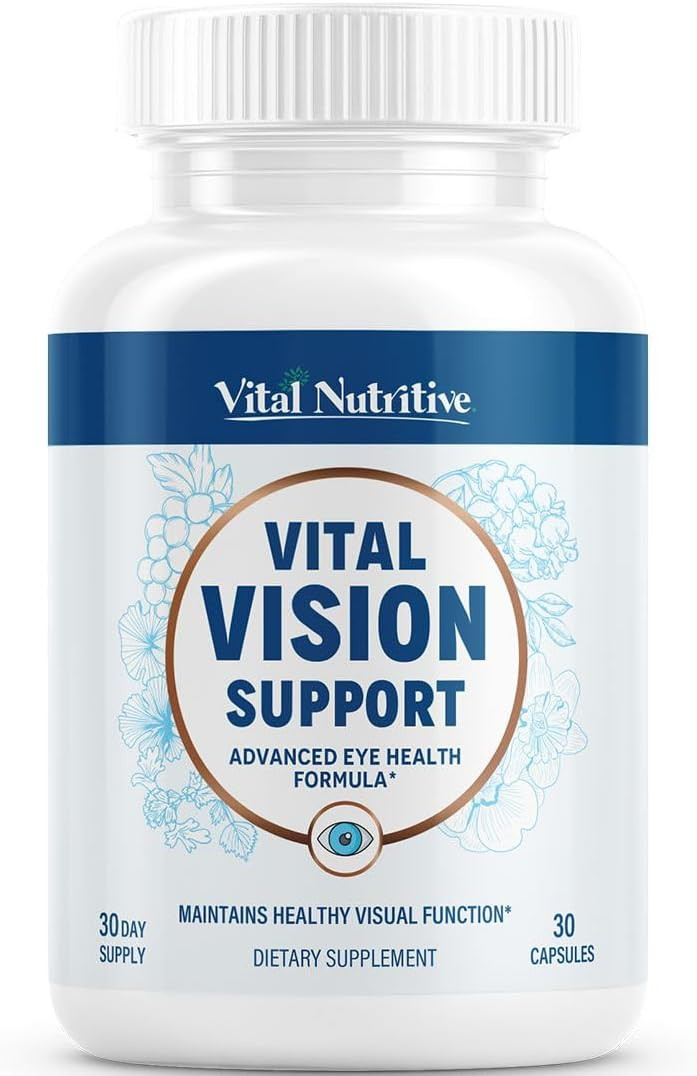 Vital Vision Support  Eye Health Supplement With Vitamin A, Lutein, Beta Carotene & Antioxidants  Eye Vitamins Support Hydration & Oxidative Stress -30 Days Serving