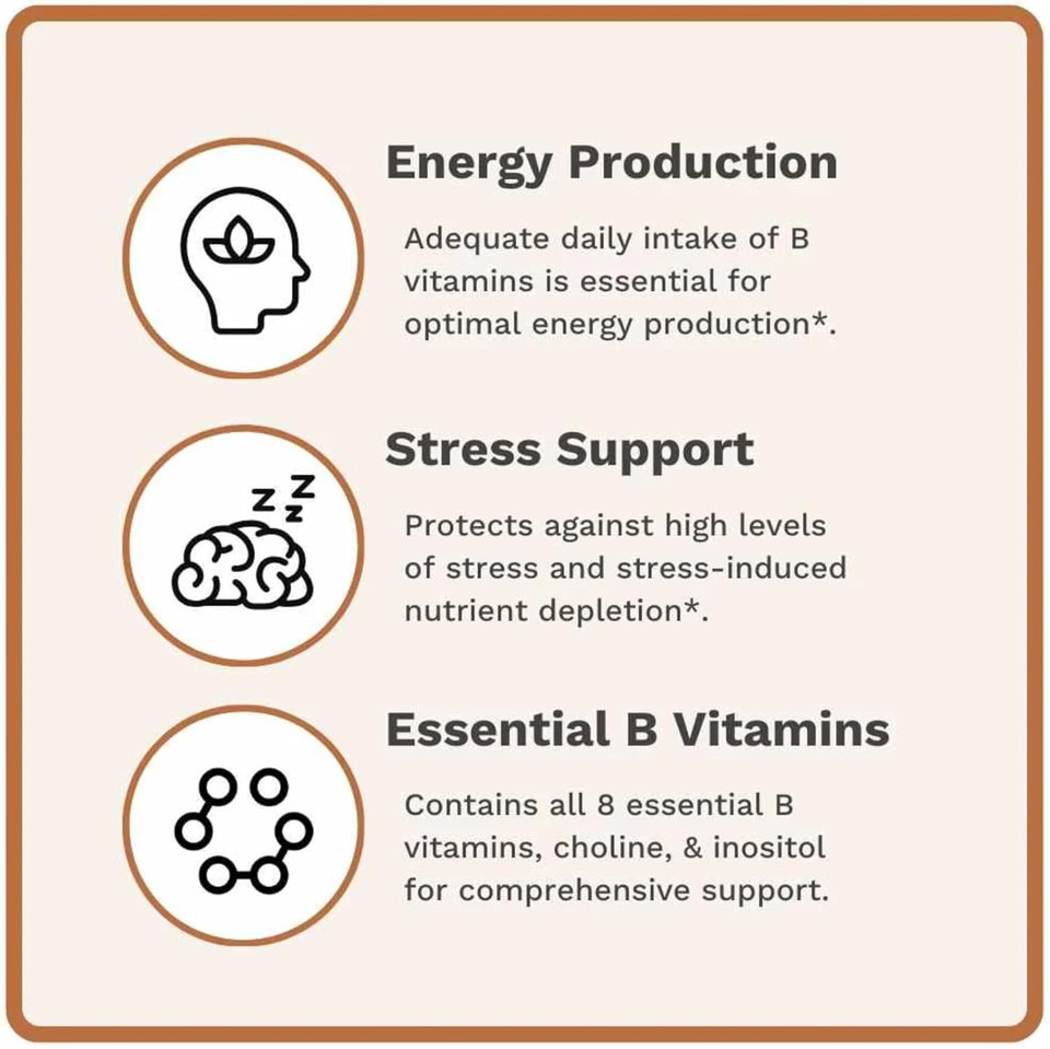 Vitamin B Complex | Contains All 8 Essential B Vitamins | With Choline And Inositol | 60 Capsules