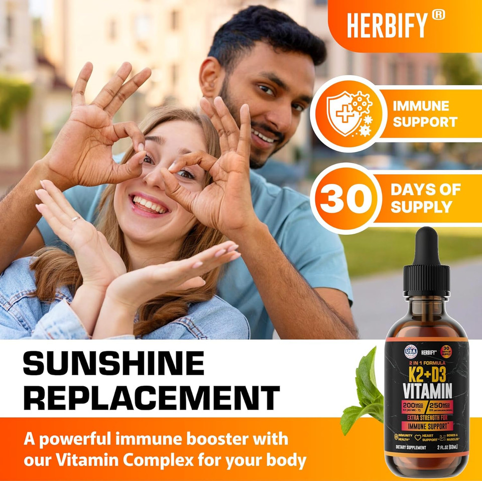 Vitamin D3 K2 Drops  Liquid Vitamins For Women, Men & Teen - Bone Strength Supplements - D3 K2 Mt Vitamins For Immune Support & Heart Health - Vitamin D3 10000 Iu Liquid K2 Drops  2 Oz