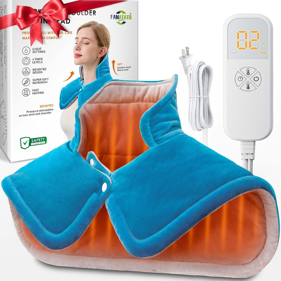 Weighted Neck & Shoulder Heating Pad For Pain Relief | FatherS Day Gift For Dad Husband From Daughter Son Wife, Birthday Gifts For Dad Men Women Mom | 6 Heat Settings, 2H Auto-Off | Home & Office Use