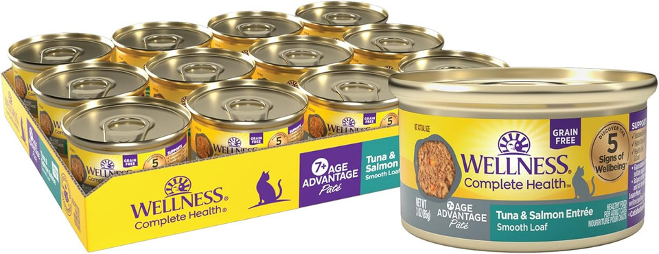 Wellness Complete Health Pate Senior Wet Cat Food, Natural, Protein-Rich, Grain Free, 3 Ounce, 24 Pack, (Chicken Age Advantage)