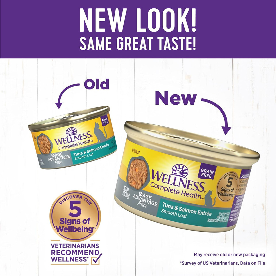 Wellness Complete Health Pate Senior Wet Cat Food, Natural, Protein-Rich, Grain Free, 3 Ounce, 24 Pack, (Chicken Age Advantage)