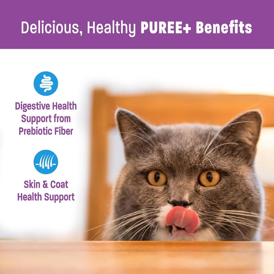 Wellness Lickable Treats Soft Puree Natural Grain Free Adult Cat Treats, Tuna Recipe, Contains 6 - 0.4 Ounce Squeezable Tubes