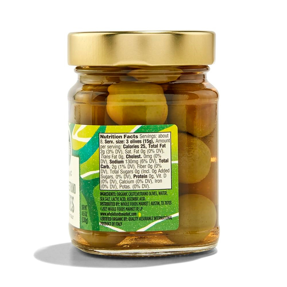Whole Foods Market, Organic Castelvetrano Olives, 4.58 Ounce