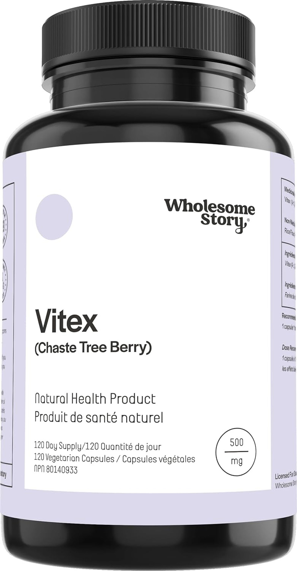Wholesome Story Organic Vitex Chasteberry Supplement For Women | Hormone Balance, Fertility Support & Period Regulation | Vitex Berry Agnus Castus Extract | 120 Capsules | Chaste Tree Berry