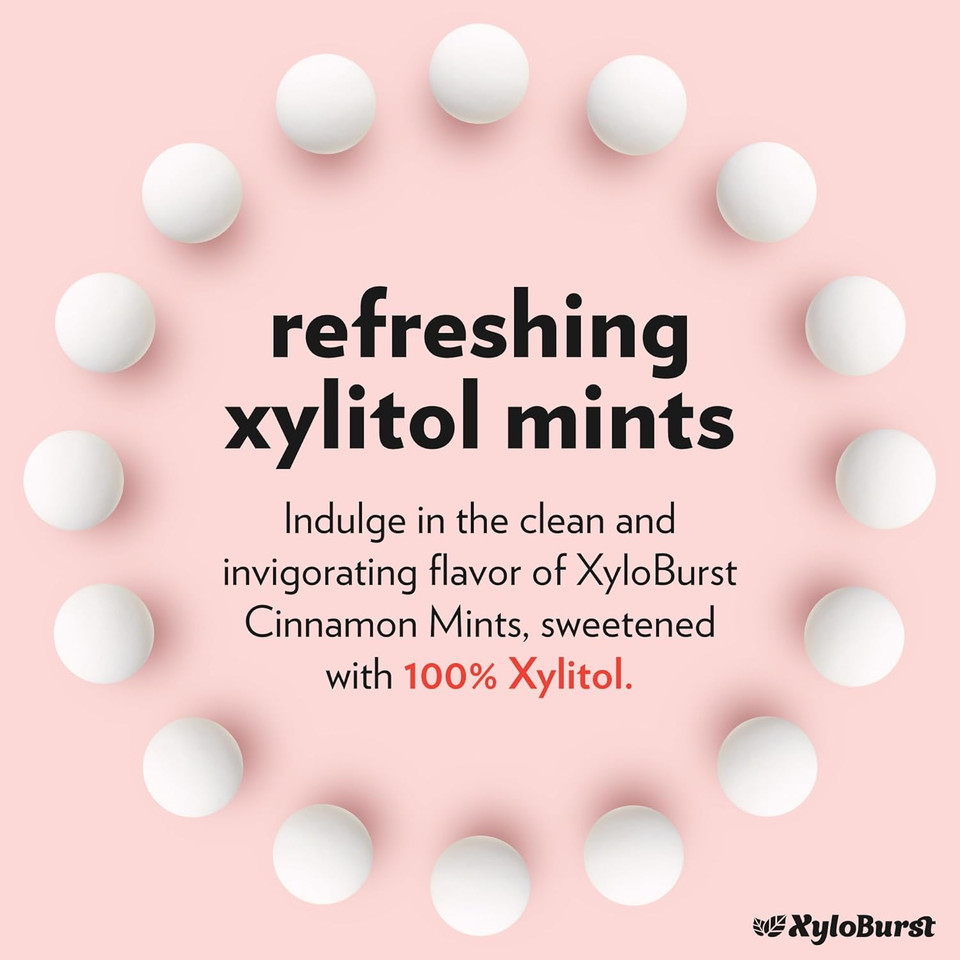 Xyloburst - Xylitol Mints | Sugar Free Breath Mint For Oral Health | Gluten Free, Vegan, Keto Friendly | Aspartame Free Mints | Cinnamon | 275 Count