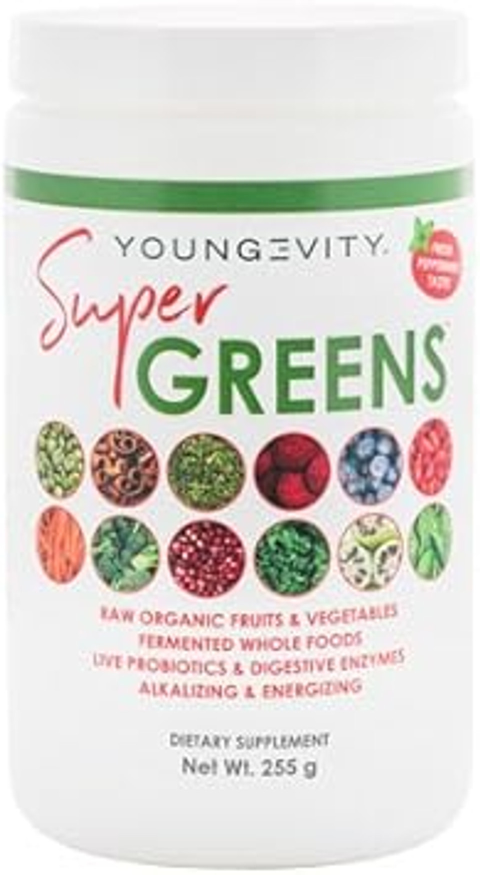 Youngevity Super Greens  Organic Superfood Powder With Fermented Fruits And Vegetables, Probiotics, Enzymes  Supports Digestion, Ph Balance, Energy  257G Canister