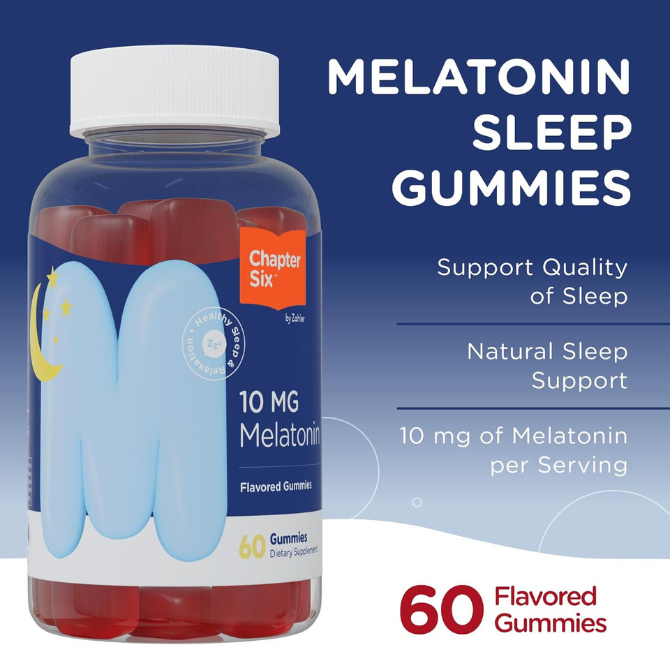 Zahler - Chapter Six Melatonin Gummies 10Mg (60 Gummy Bottle) Kosher Melatonin 10Mg Sleep Gummies For Adults - Delicious Chewable Gummy Melatonin For Sleeping