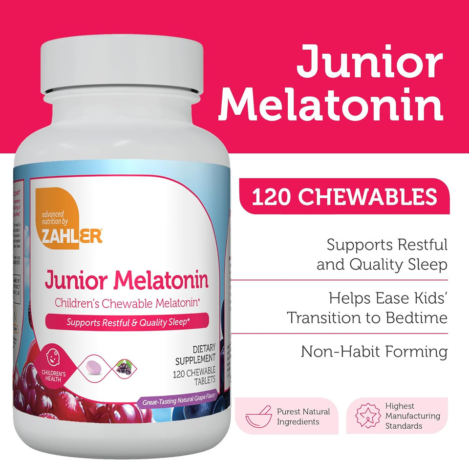 Zahler 1Mg Children'S Melatonin For Kids - Sleep Support And Quality Rest For Ages 4+ Delicious Natural Grape Flavor - Non Gmo Kosher Low Dose Childrens Melatonin 1 Mg (60)