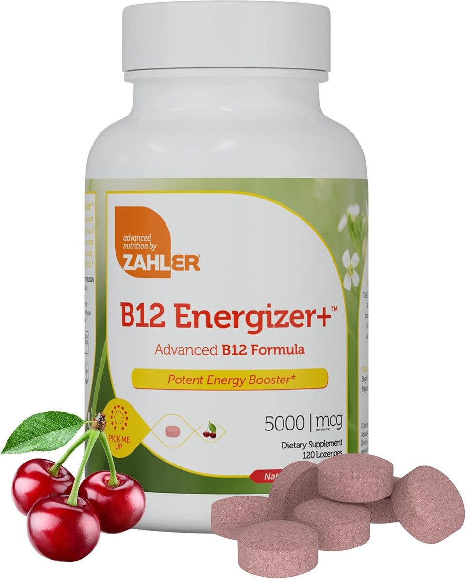 Zahler Energizer - Folate And B12 Supplement - Fast Dissolving Cherry Flavor Lozenges Dual Vitamin Methylated B12 & Folate Supplement With 1360 Mcg Folic Acid + 1000 Mcg Methyl Vitamin B12 (90 Count)