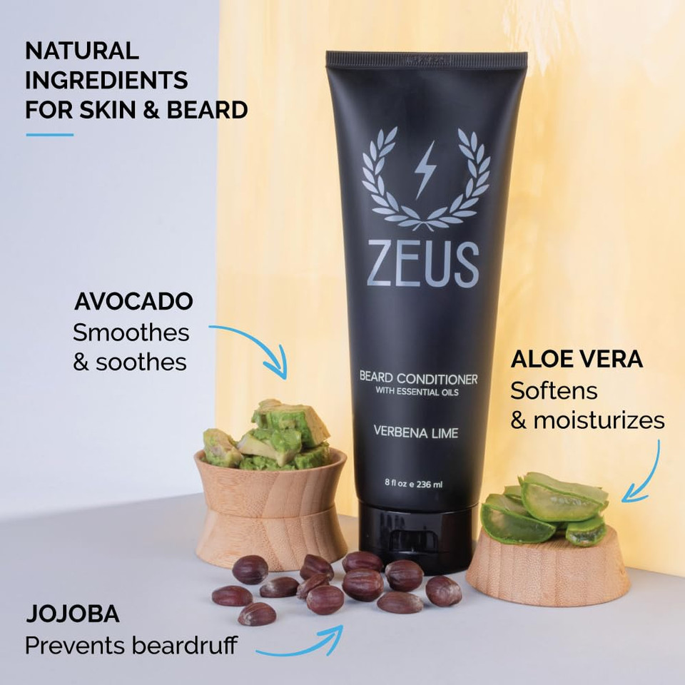Zeus Beard Conditioner Wash, Green Tea & Natural Ingredients To Cleanse & Soften Beard  Made In Usa (Vanilla Rum) 8 Oz
