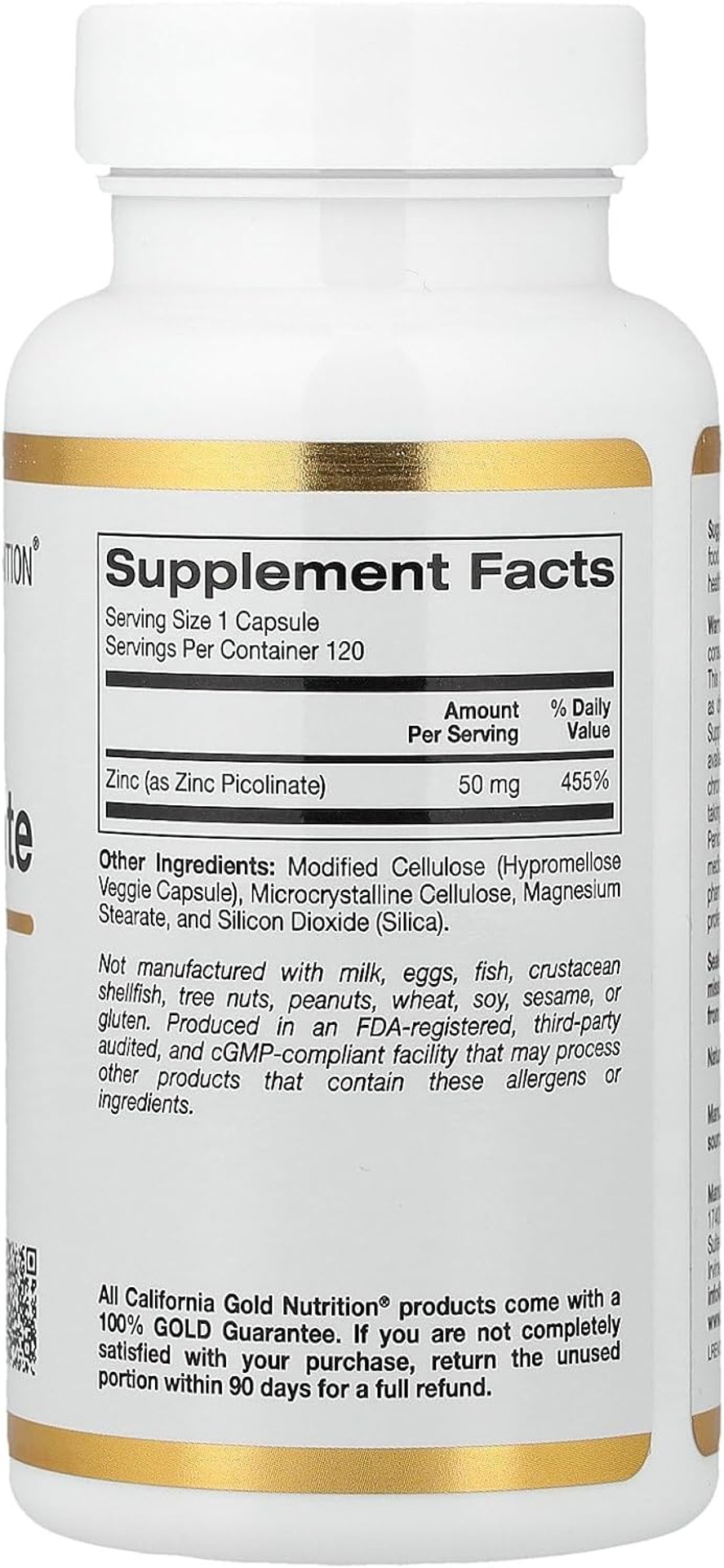 Zinc Picolinate, Bioavailable Form Of Zinc, Supports Immune Health, 50 Mg, 120 Veggie Capsules