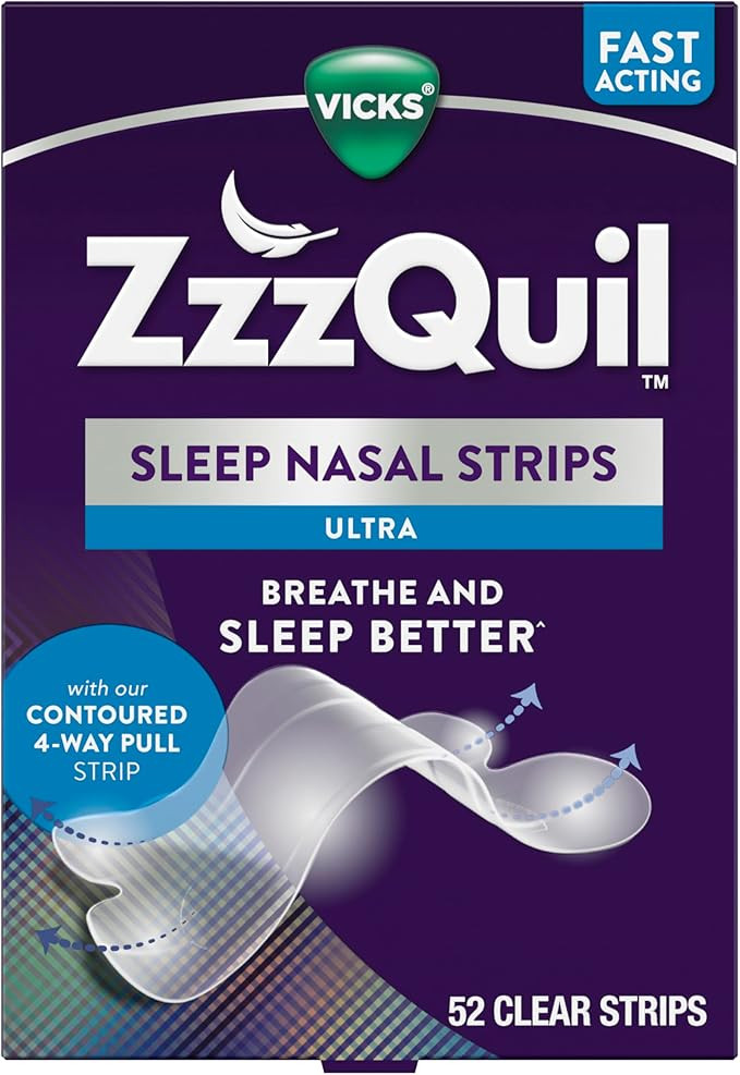 Sleep Nasal Strips, Clear Nasal Strips, Snoring Relief from Nasal Congestion, Works Instantly, Reduces Nasal Congestion for Less Snoring and Better Sleep, Drug Free, 52 Nasal Strips