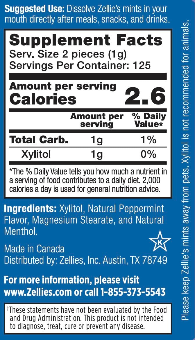 Zellie’s | 100% Xylitol | Mint Gift Set | Cool Mint, Cool Fruit, Spearmint, & Cherry Berry | No Aspartame, Gluten Free, Vegan & Kosher