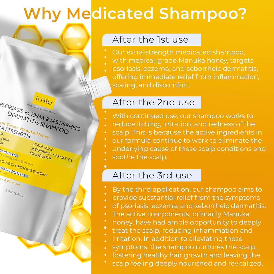 Antifungal Psoriasis Shampoo, Eczema, Shampoo, Seborrheic Dermatitis Shampoo | Soothes Itching, Flaking & Irritation | Repairs Scalp, Strengthens Hair, Stimulates Regrowth | Medicated Scalp Treatment