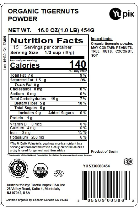 Yupik Organic Ground Tigernuts Powder 1 lb (16 oz), USDA Certified, Gluten-Free, Raw, Vegan, Kosher, Non-GMO, Nutty & Mild Flour, Low-Calorie, Cholesterol-Free, Ideal for Baking & Granola Visit the Yupik Store