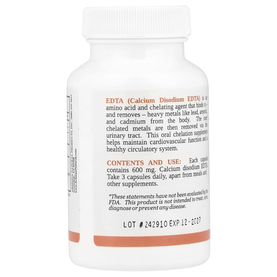 Arizona Natural - EDTA Calcium Disodium Chelation Formula 600 mg. - 100 Capsules