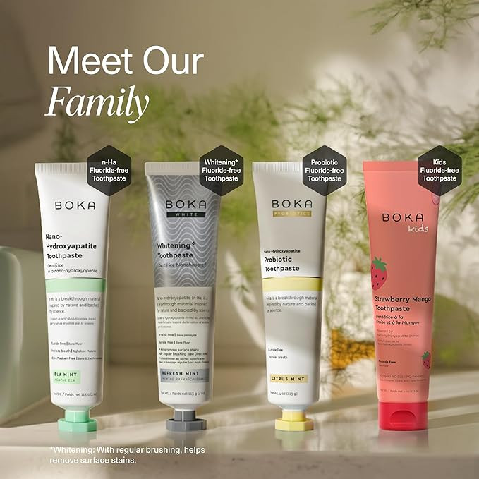 Boka Fluoride Free Toothpaste, Nano Hydroxyapatite Toothpaste, Appropriate for Sensitive Teeth - for Adult, Kids Oral Care - Ela Mint Flavor