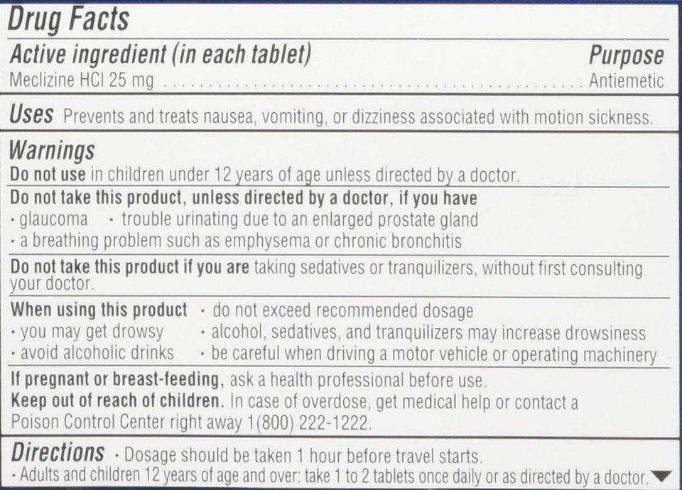 Bonine for Motion Sickness Chewable Tablets, Raspberry Flavored, 8 Each