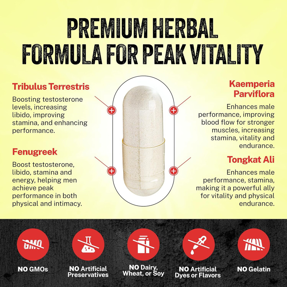 Natural Male Enhancing Supplement Erect Pills - Increase 2" in 60 Days Enlargement & Male Enhancement Pills, Promote Size, Strength, Energy, Stamina, Last Longer Support, Testosterone Booster for Men