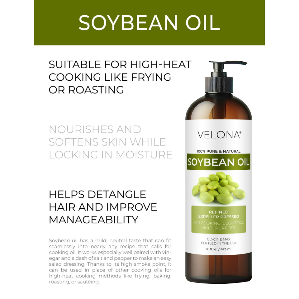 Velona Soybean Oil100% Pure and Natural Carrier Oil | Refined | Cooking, Baking, Skin, Hair, Body & Face Moisturizing | Use Today - Enjoy Results