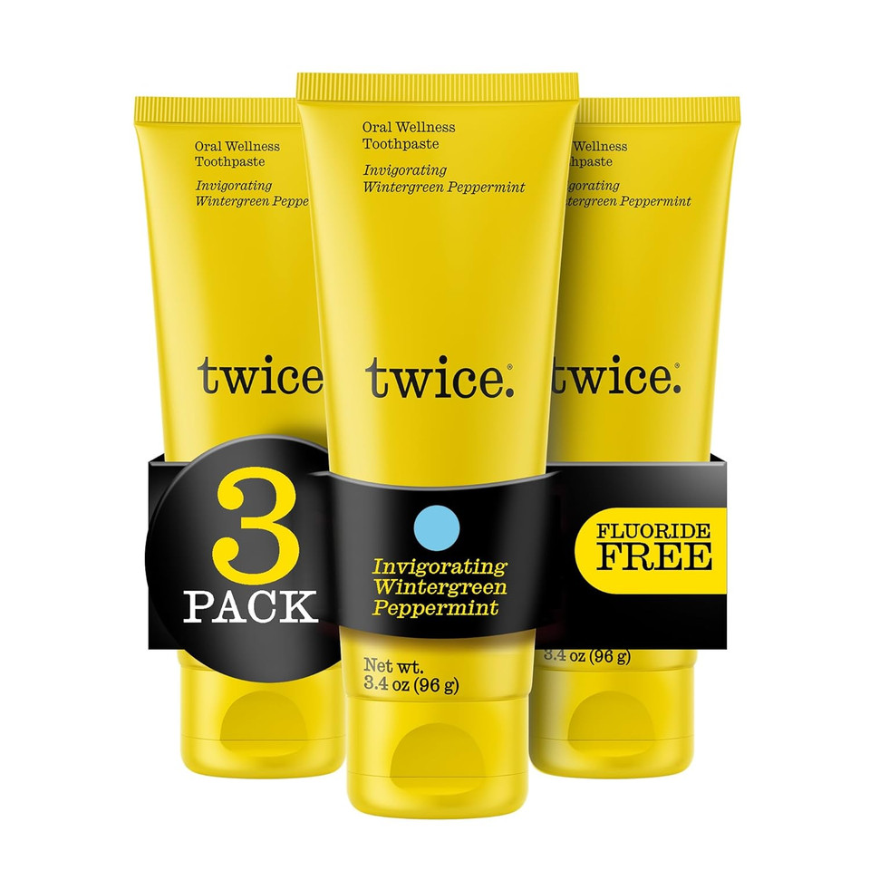 Twice Anti-Cavity Fluoride Toothpaste – Sensitivity Relief, Teeth Whitening & Fresh Breath – Wintergreen Peppermint Natural Toothpaste