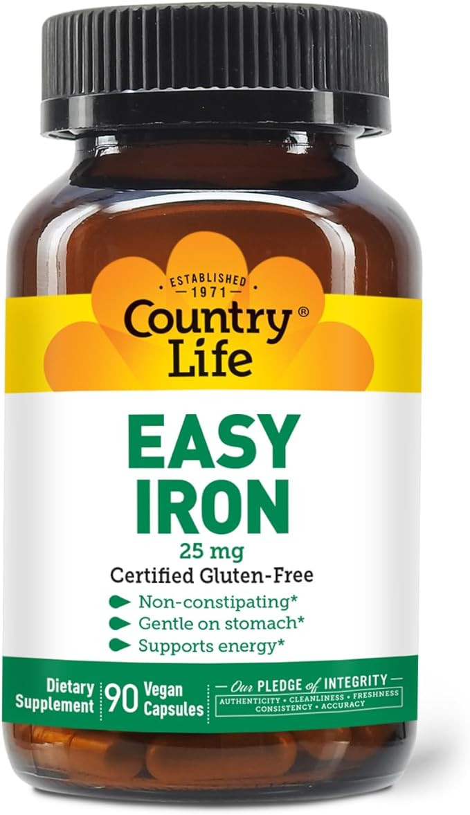 Country Life Easy Iron Constipating Ferrochel - Vegan Vitamin Supplement for Women & Men - Supports Body Energy