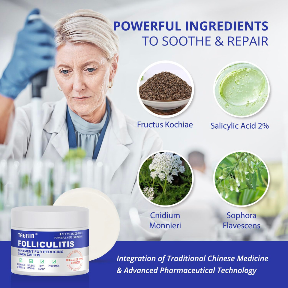 TAGRID Folliculitis Cream, Ingrown Hair, Soothing Scalp, Face & Body Cream - Hydrating & Refreshing - 100g