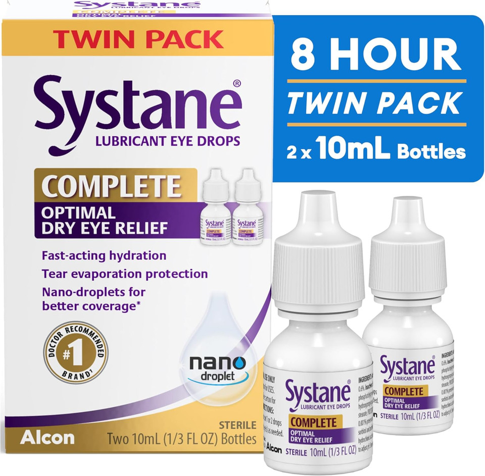 Systane Complete Lubricant Eye Drops, 0.34 Fl Oz, Twin Pack (Pack of 2)