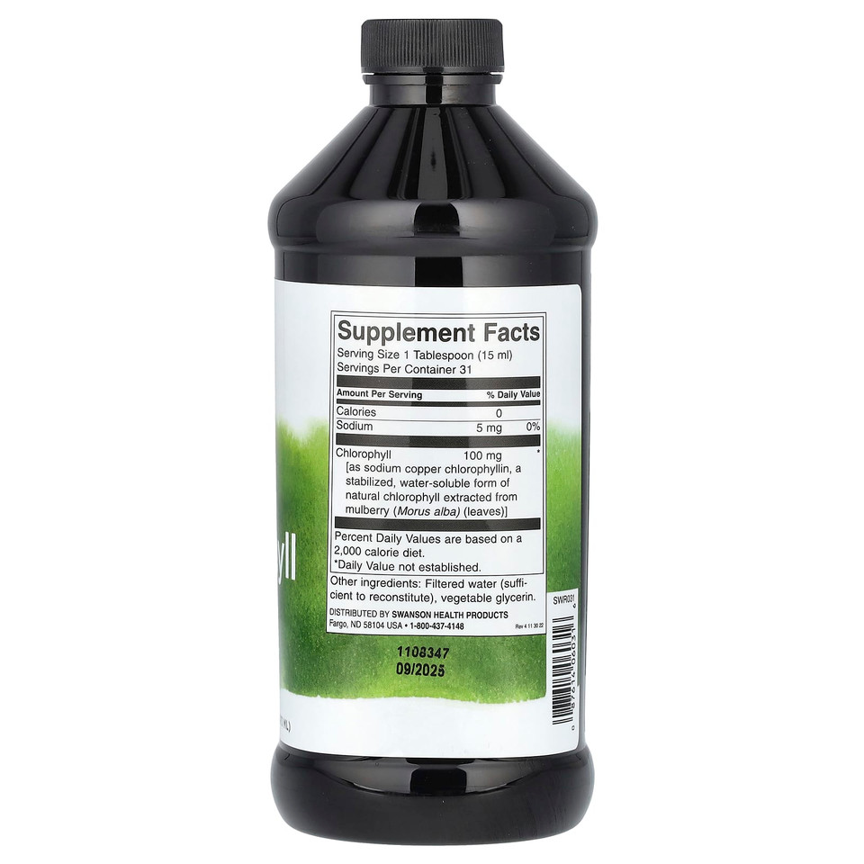 Swanson Liquid Chlorophyll - Water-Soluble Chlorophyll Derived from Alfalfa Leaf - Promotes Immune Support and Natural Energy with Natural Ingredients - (16 fl oz Bottle)