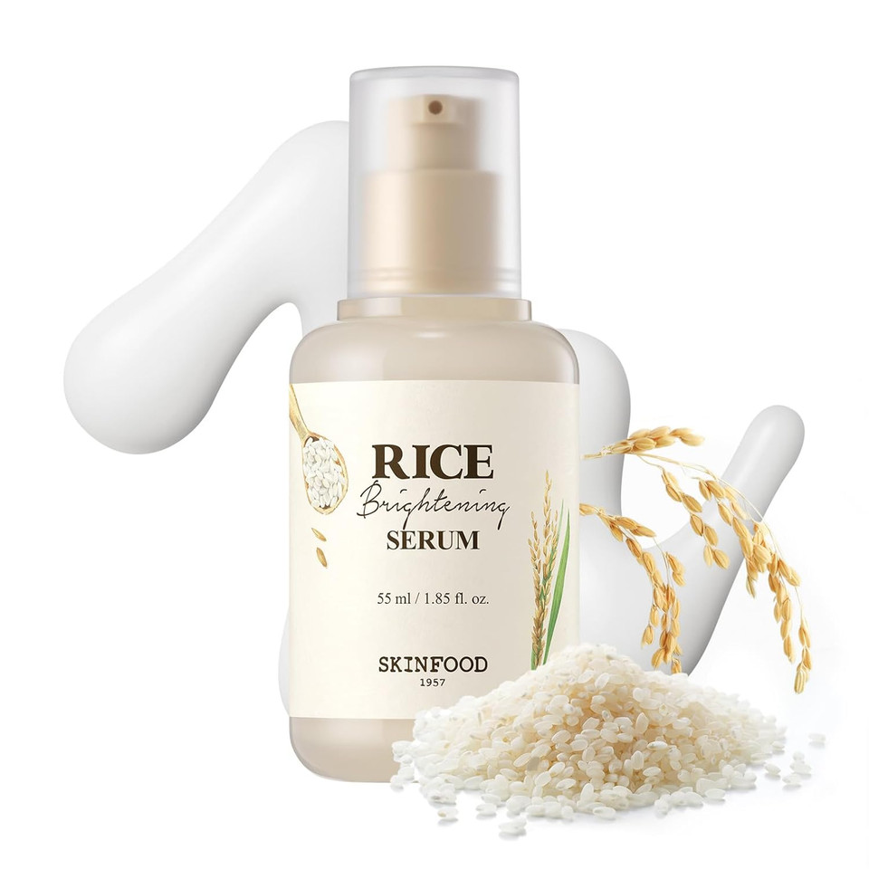 SKINFOOD Rice Serum, 48 Hours Fermented Rice Water Skincare Korean Serum for Face, Korean Rice Skincare for Natural Glow Glass Skin, Pore Minimizer, Rice Water Bright, 55ml/1.86fl.oz