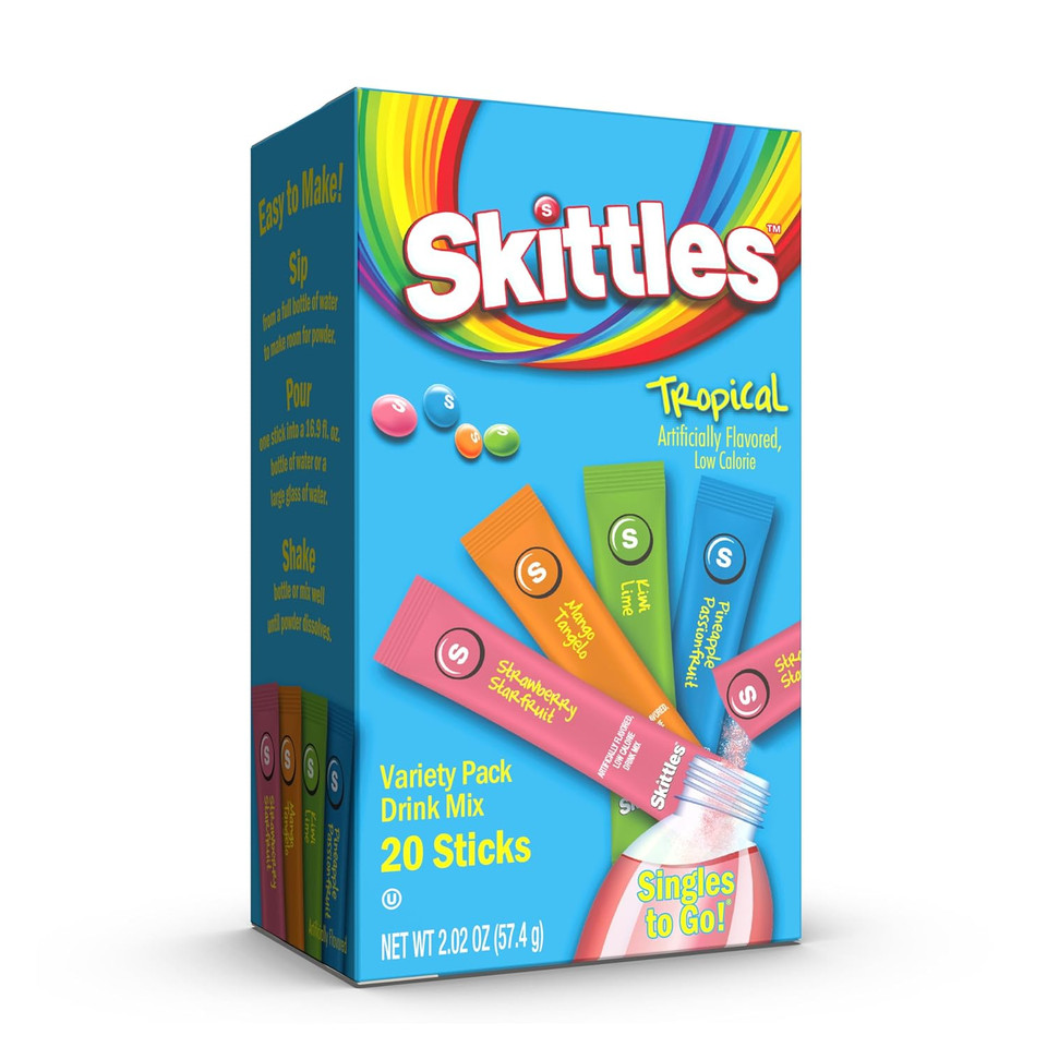Skittles Singles to Go! Tropical Variety Pack Drink Mix Packets - 20 packets - Pack of 2