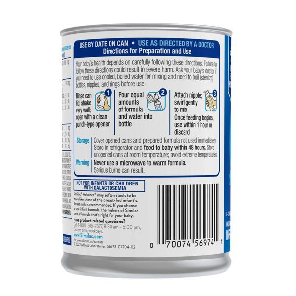 Similac Advance Concentrated Liquid Baby Formula With Iron, Has DHA & Lutein, 13-fl-oz Can