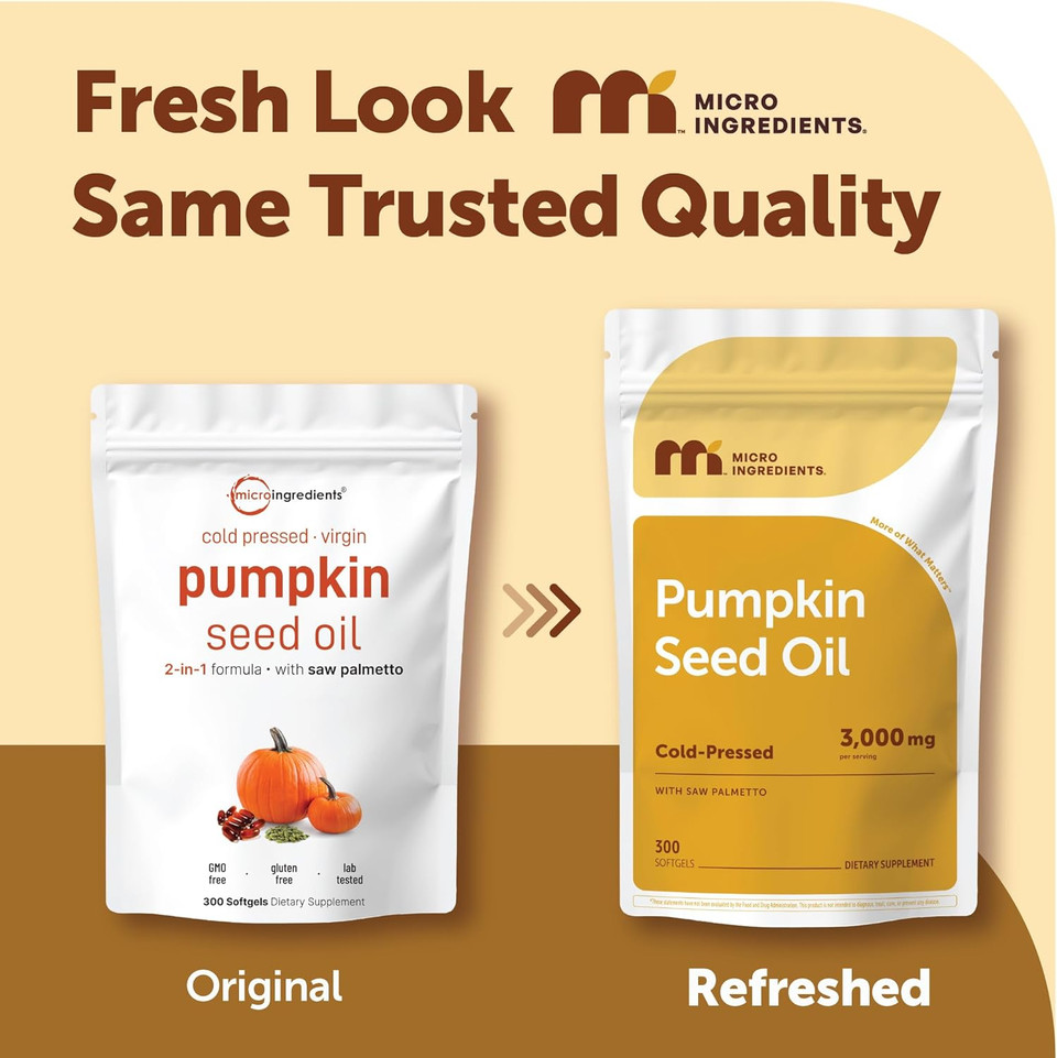 Micro Ingredients Pumpkin Seed Oil with Saw Palmetto Cold Pressed, Pure Virgin Oil, Essential Fatty Acids, & Phytosterols | Non-GMO