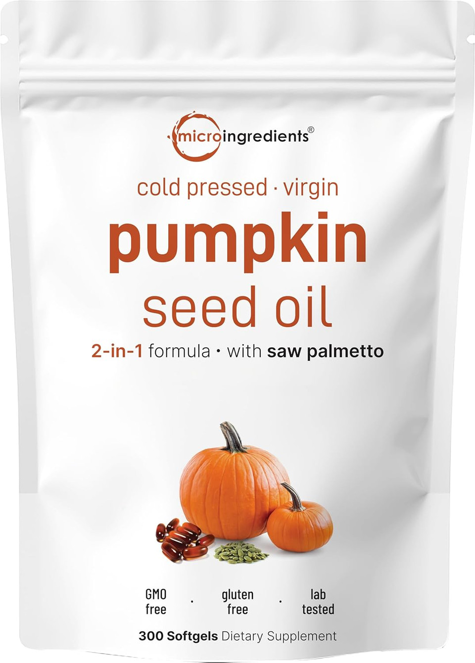 Micro Ingredients Pumpkin Seed Oil with Saw Palmetto Cold Pressed, Pure Virgin Oil, Essential Fatty Acids, & Phytosterols | Non-GMO