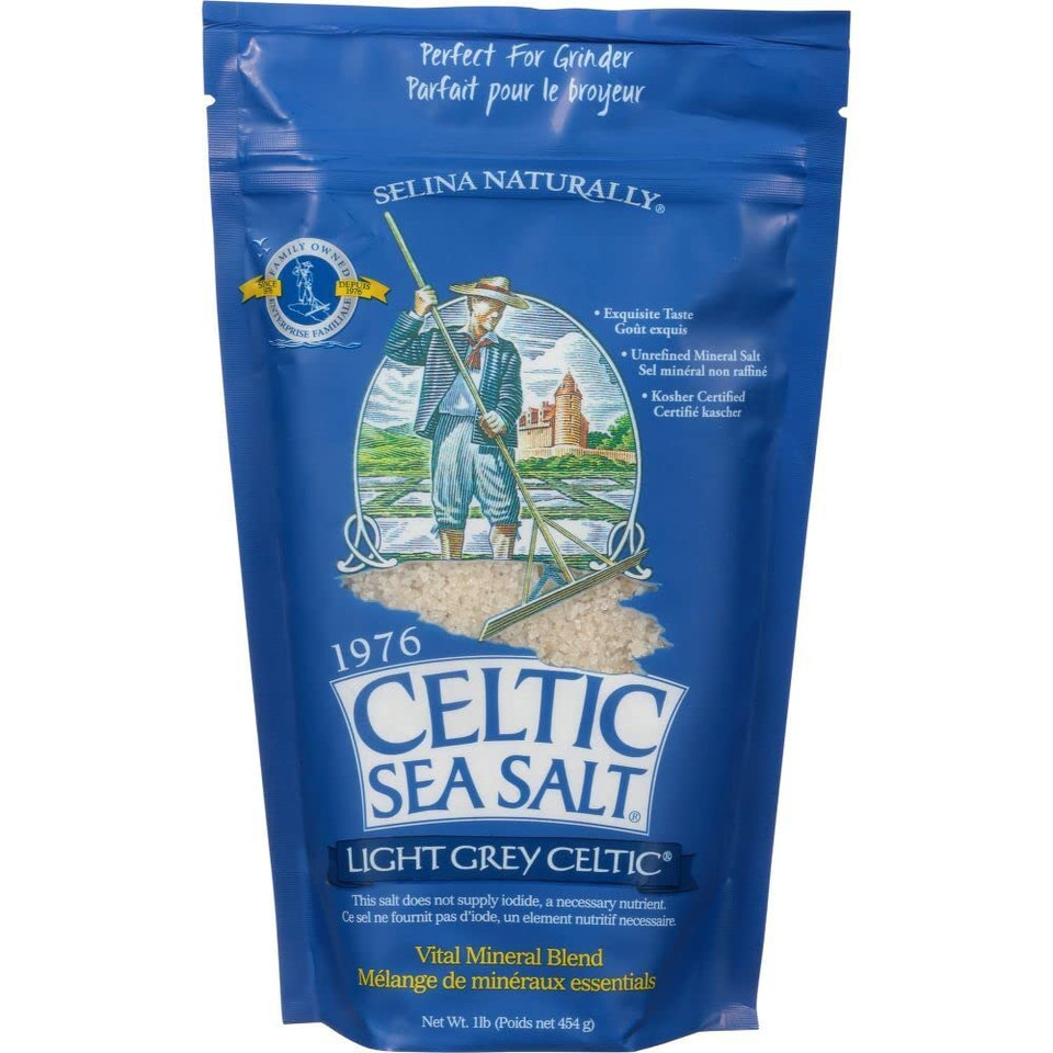 Light Grey Celtic Sea Salt 1 Pound Resealable Bag  Additive-Free, Delicious Sea Salt, Perfect For Cooking, Baking And More - Gluten-Free, Non-Gmo Verified, Kosher And Paleo-Friendly